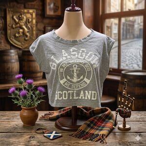 Pasta Brand Glasgow Scotland Crop Tee | Small (Oversized Boxy)
